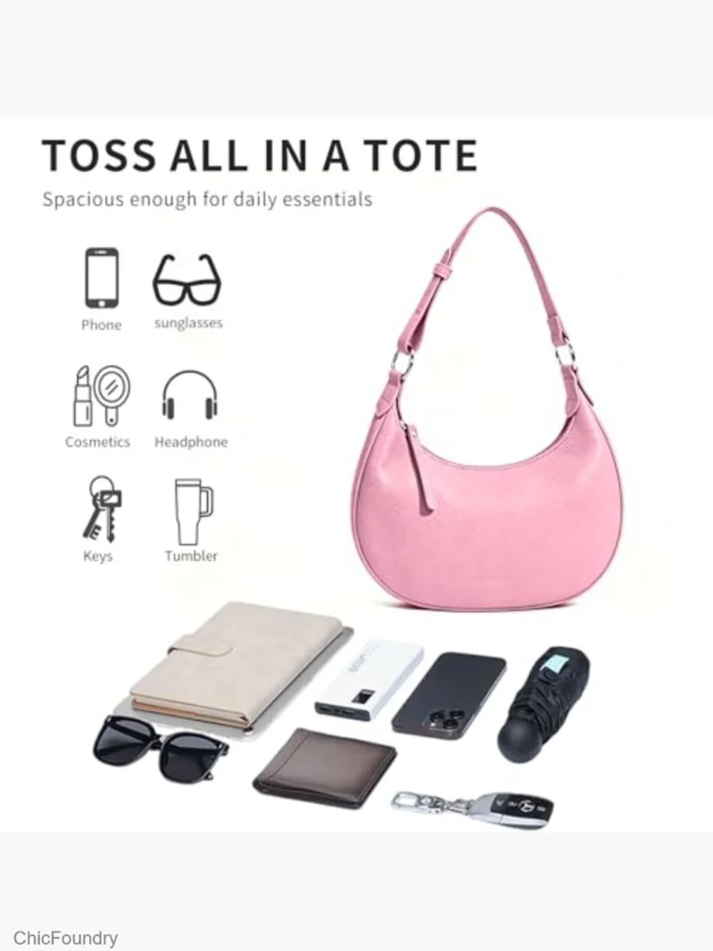 Women's Hobo Shoulder Bag Faux Leather Tote Handbag Adjustable Strap